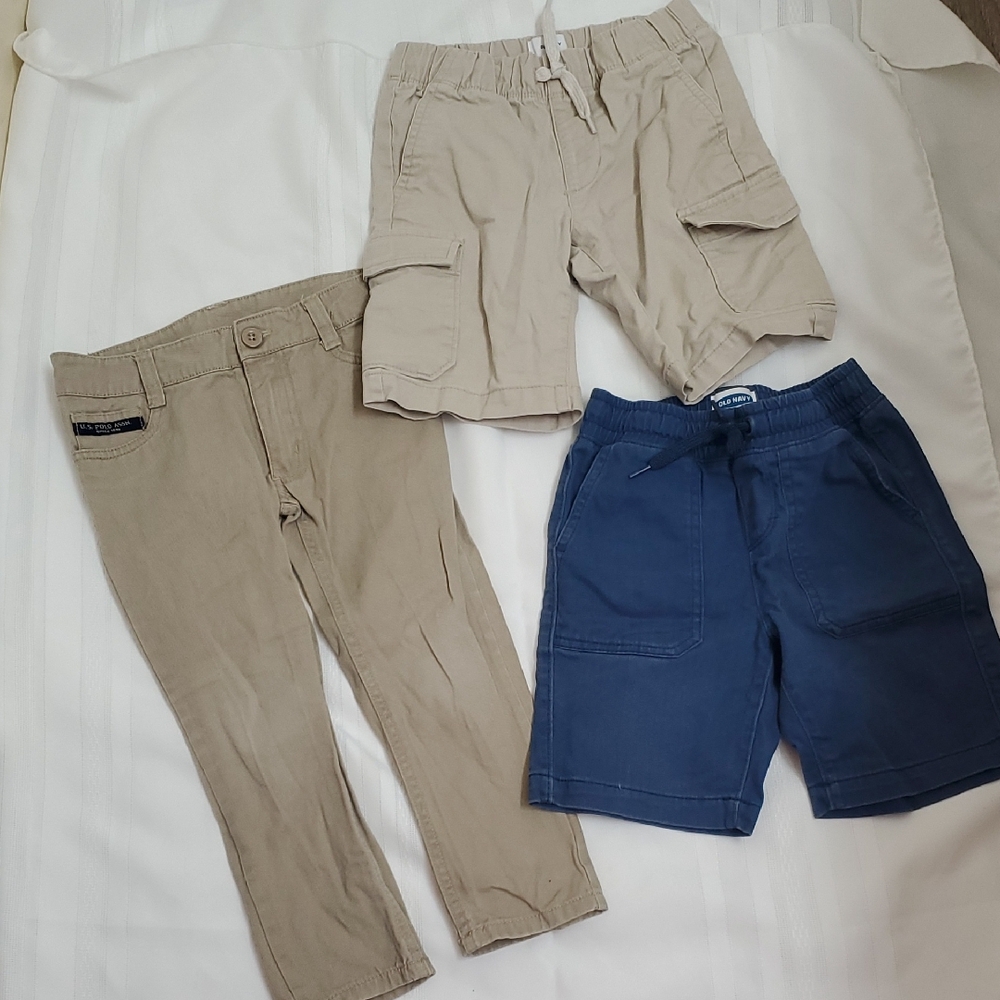 Old Navy Tan/ Blue Shorts & Us Polo ASSN Pants School Uniform Set Size Boys 5/6